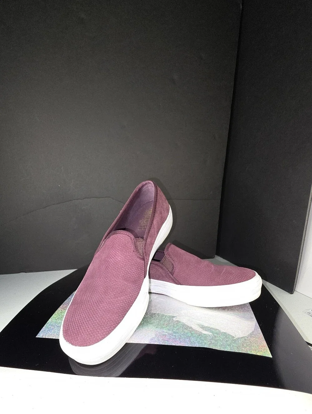 Keds Double Decker Perf Suede Slip-On Platform Sneakers Plum/ Burgandy 6.5 US